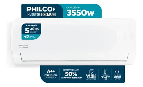 Aire Acondicionado Split Inverter Frio/Calor Philco PHIN35HA3BN 3053FG/3550W EcoPlus Blanco