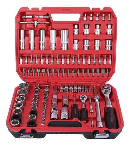 Set Mecánico 110pz Westul 1/4 1/2 Crique 72d Tubos Impacto Rojo