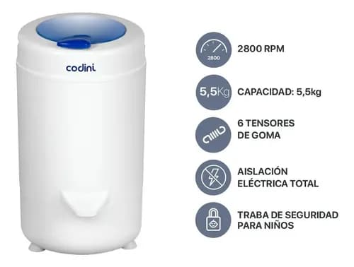 Secarropas Codini Advance Ad55 - 5.5kg Blanco