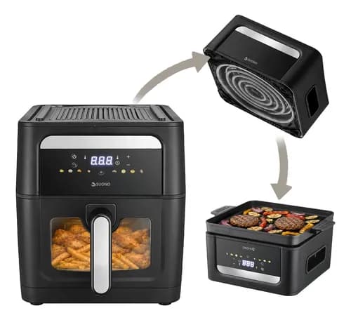 Freidora De Aire Air Fryer Suono 9L Flip Grill 2 En 1 Parrilla Digital 8 Programas