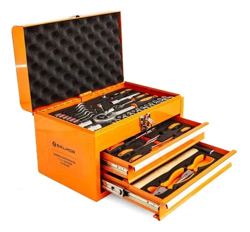 Caja Juego Set De Herramientas Metálica 75 Piezas Salkor